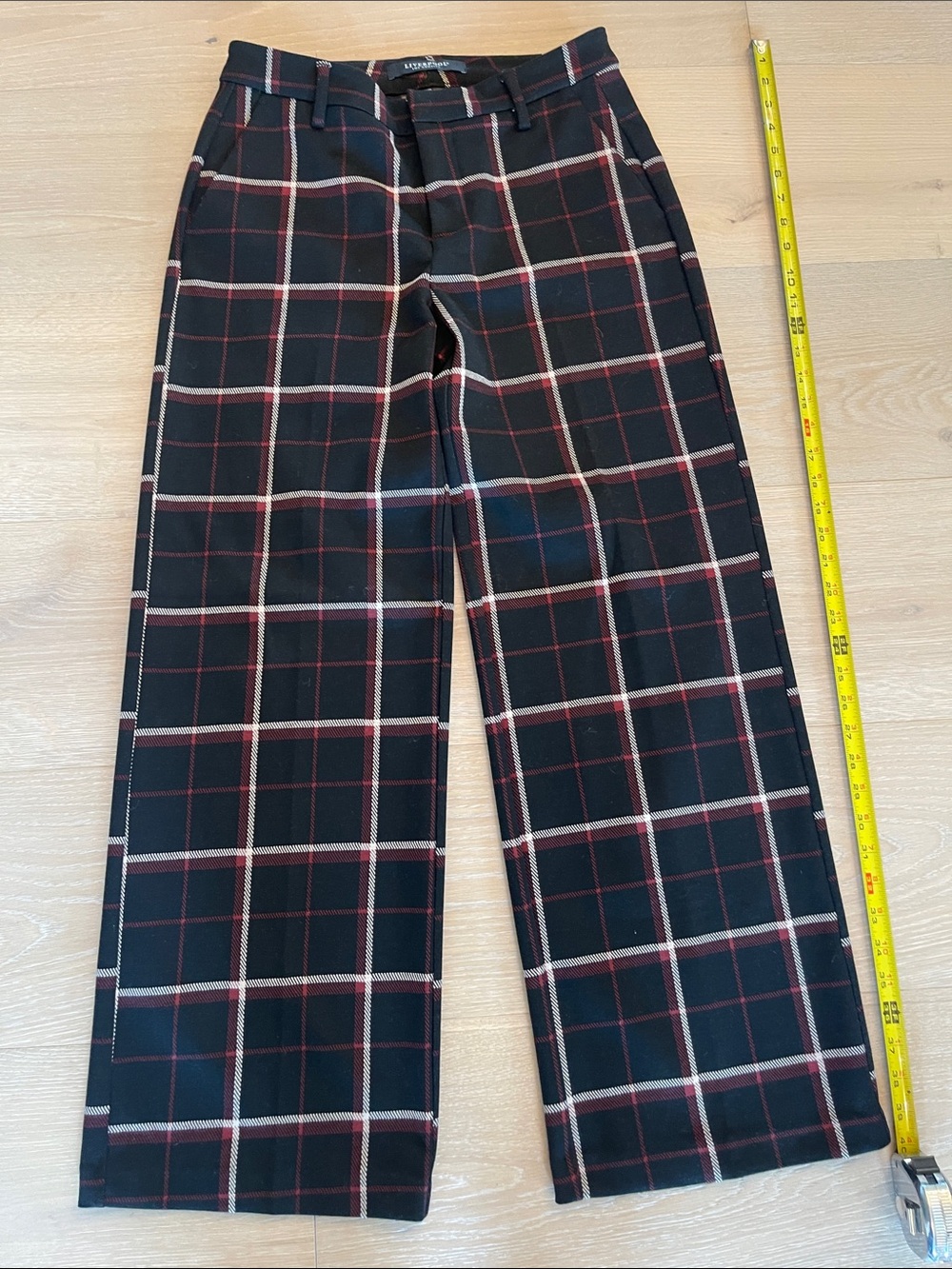 Liverpool Black Plaid Wide-Leg Trousers